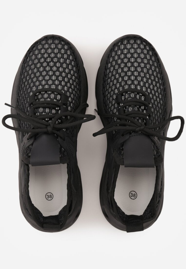 joalice paris Pantofi sport negri tip sneakers cu platformă decorată cu relief Teliriella