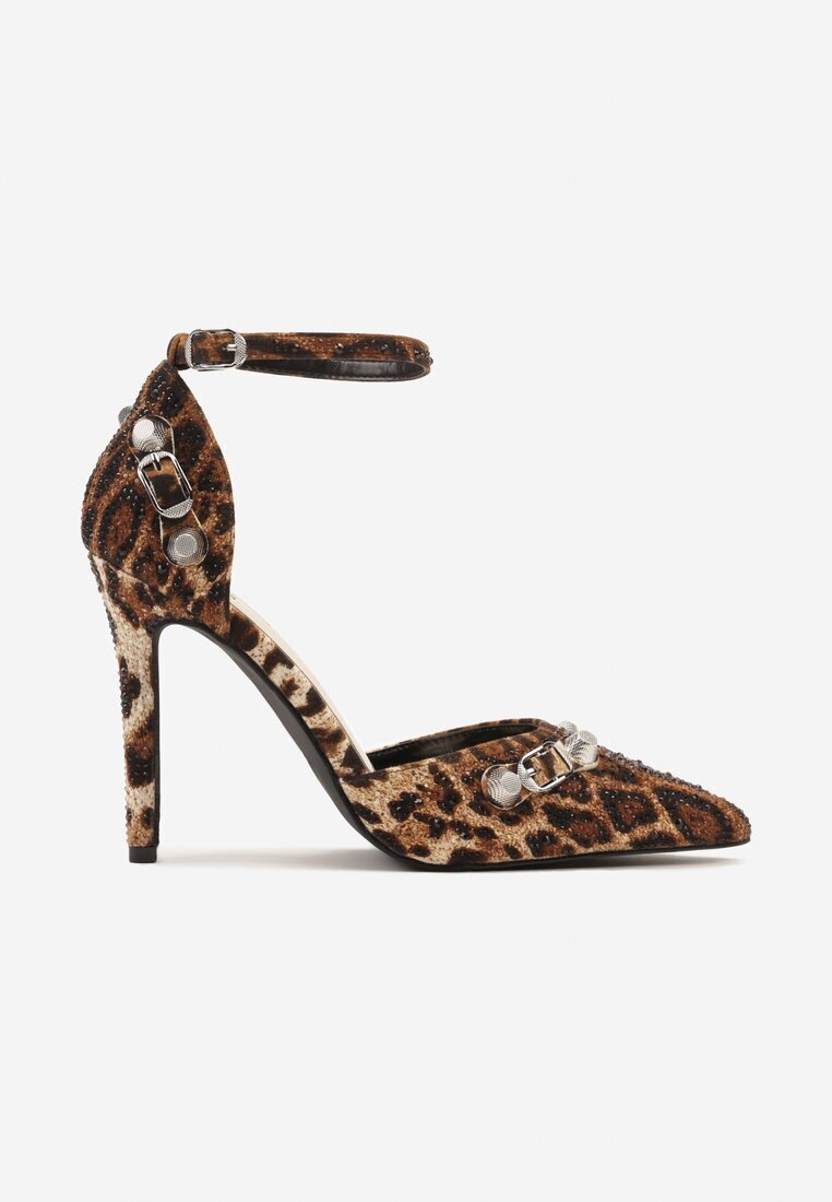 joalice paris Pantofi stiletto cu imprimeu de leopard decorate cu strasuri și aplicații Ridirianne
