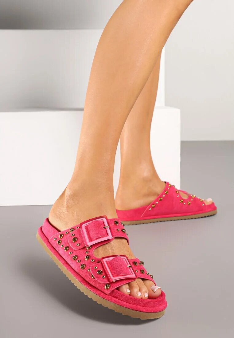 joalice paris Papuci Fucsia cu Ornamente Metalice și Catarame Elliva