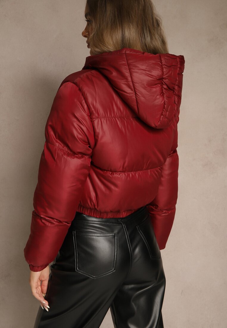jstyle Geacă matlasată bordo cu glugă nedetașabilă cu croială scurtă Tinneira