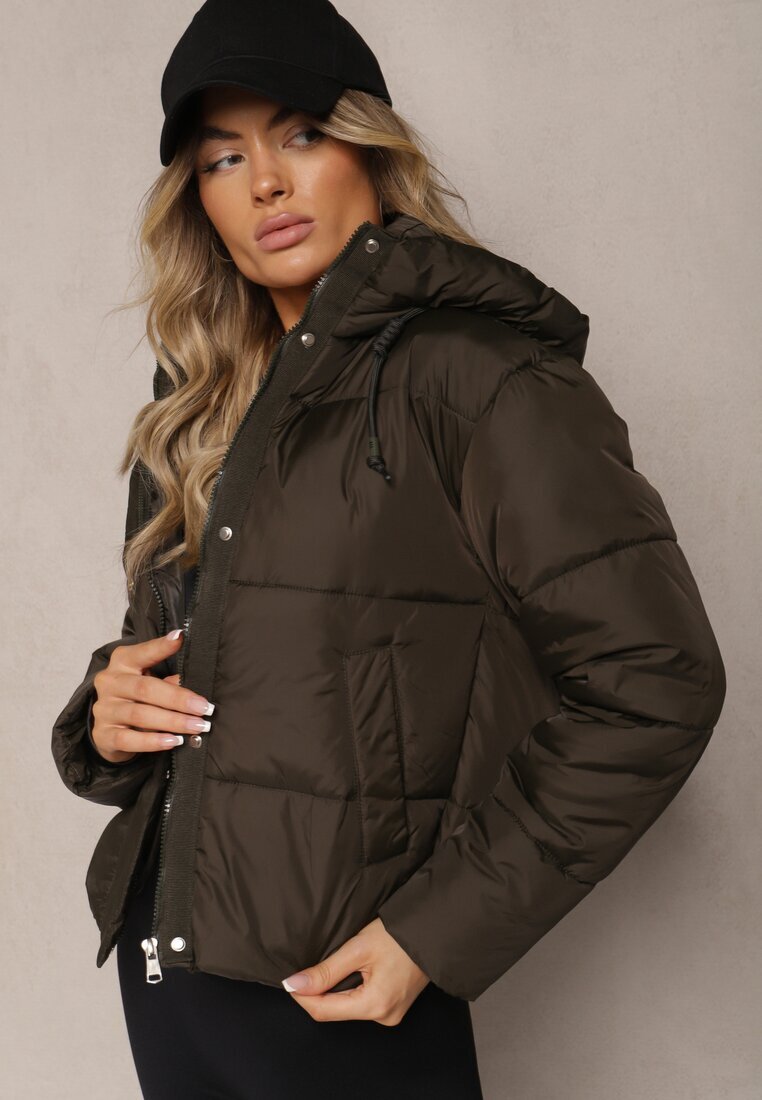 jstyle Geacă matlasată tip puffer Verde închis cu glugă Mivvia