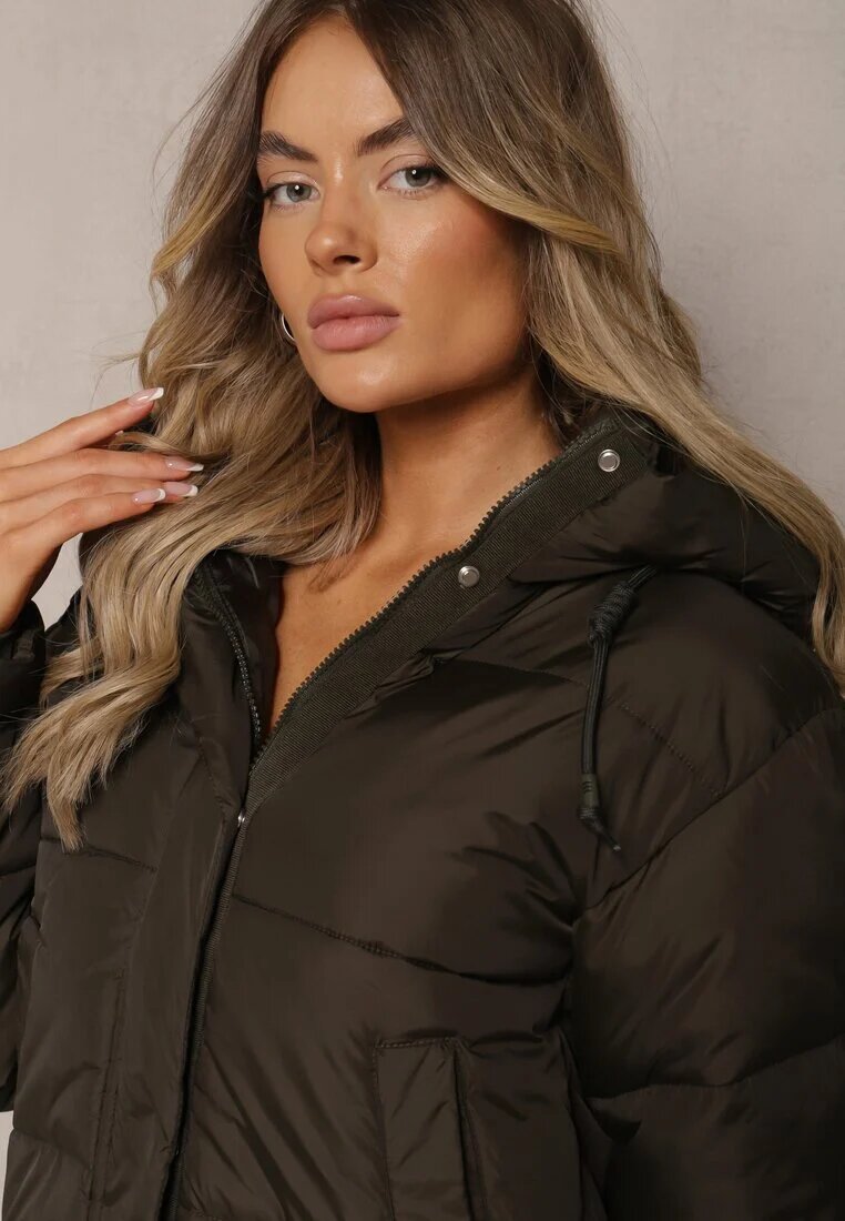 jstyle Geacă matlasată tip puffer Verde închis cu glugă Mivvia