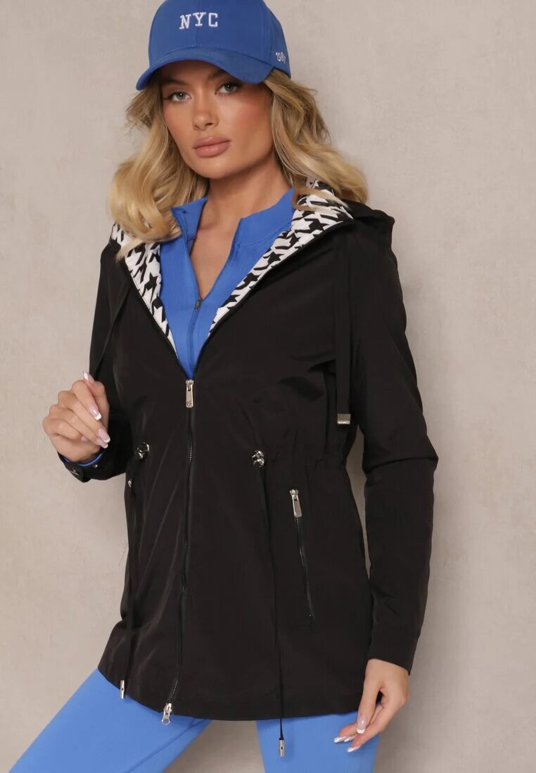 jstyle Geacă Neagră în stil Parka cu șnur în talie Arivienne