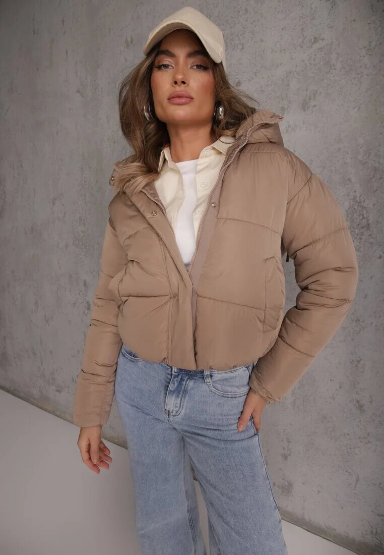 jstyle Jachetă Bej închis Matlasată Puffer cu glugă Mivvia