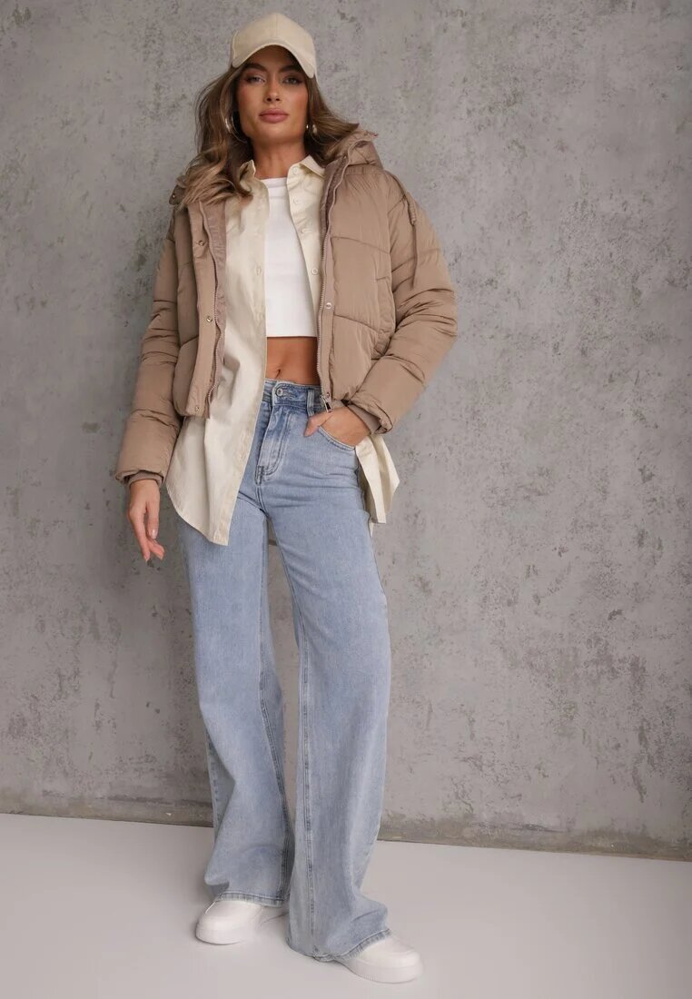 jstyle Jachetă Bej închis Matlasată Puffer cu glugă Mivvia
