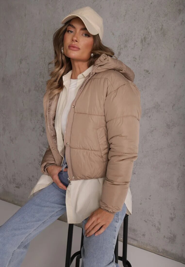 jstyle Jachetă Bej închis Matlasată Puffer cu glugă Mivvia