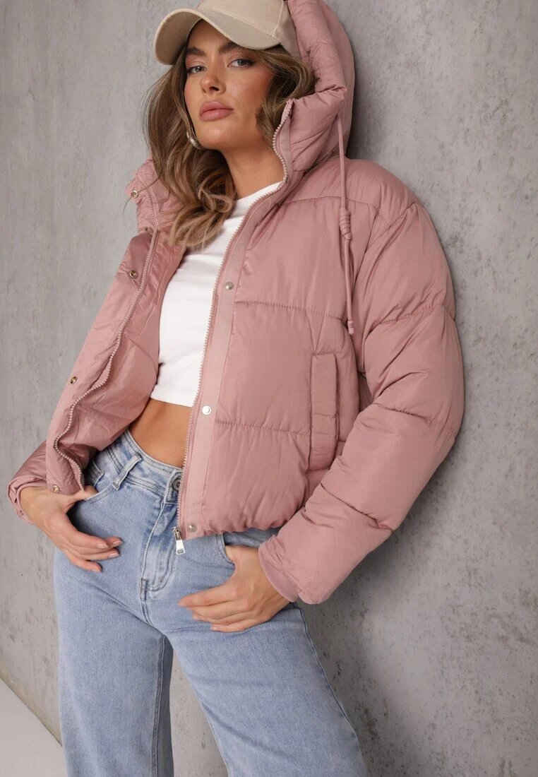 jstyle Jachetă Roz Matlasată Puffer cu Glugă Mivvia