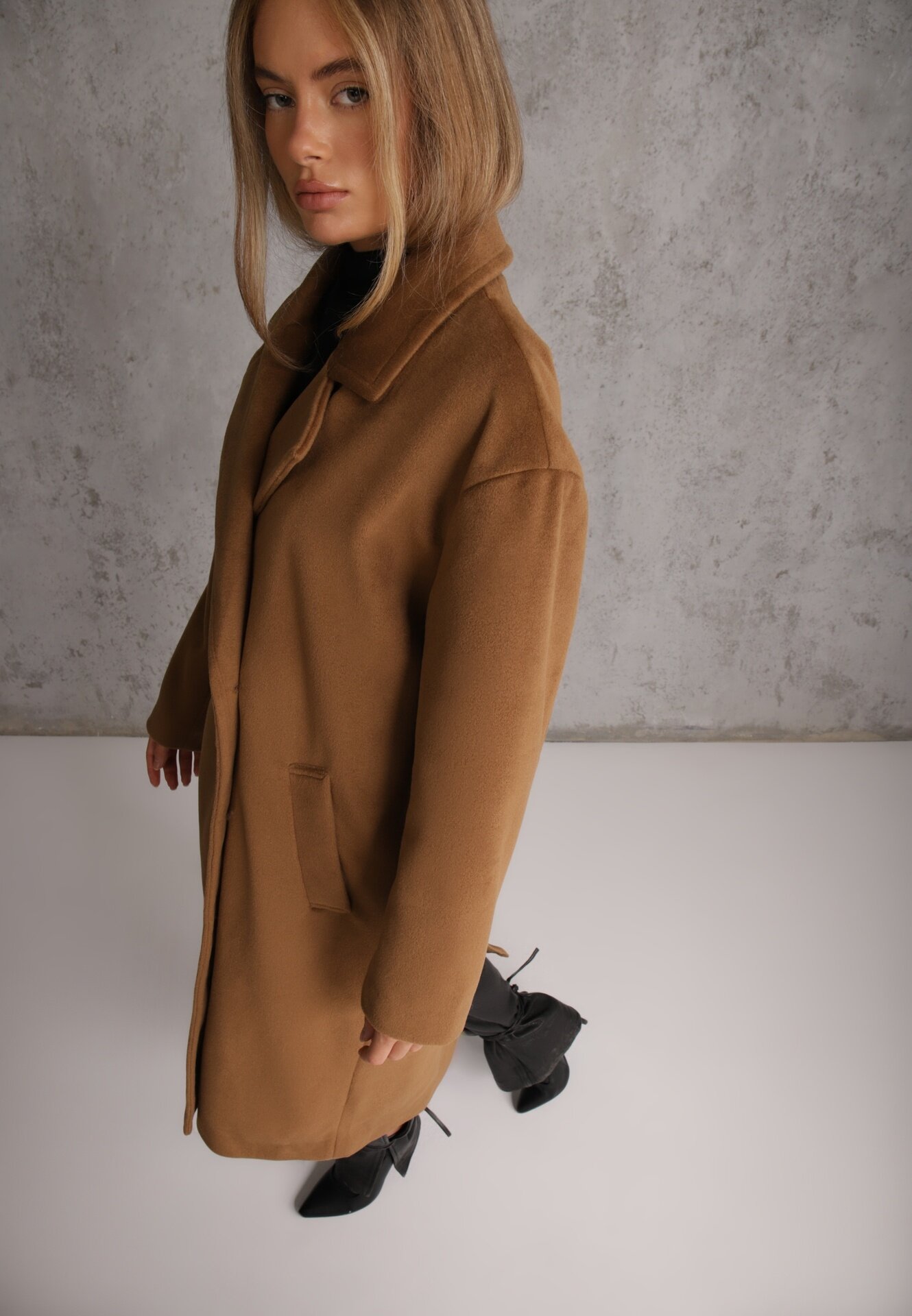 jstyle Palton Clasic Maro cu piept dublu cu buzunare Malwilina