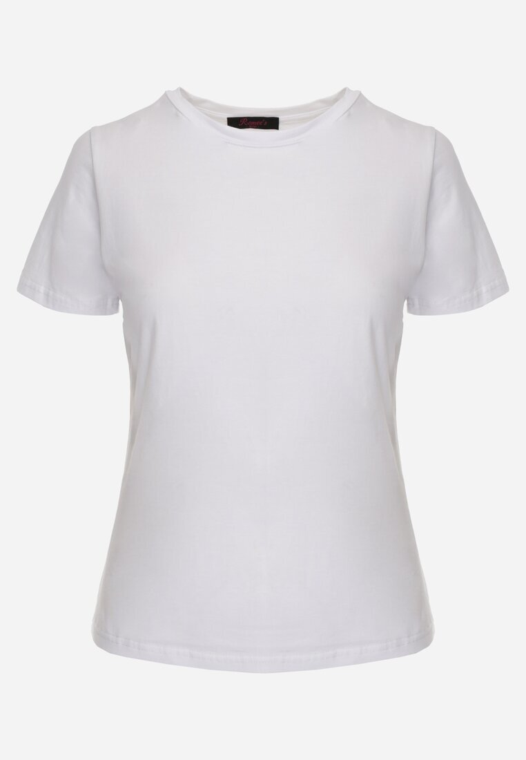jstyle T-shirt Alb din Bumbac cu Decolteu Rotund Nedima