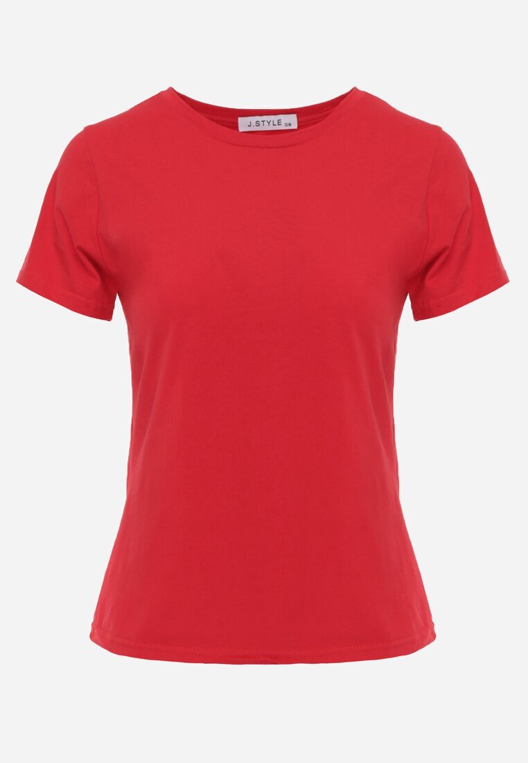 jstyle T-shirt Roșu din Bumbac cu Guler Rotund Nedima