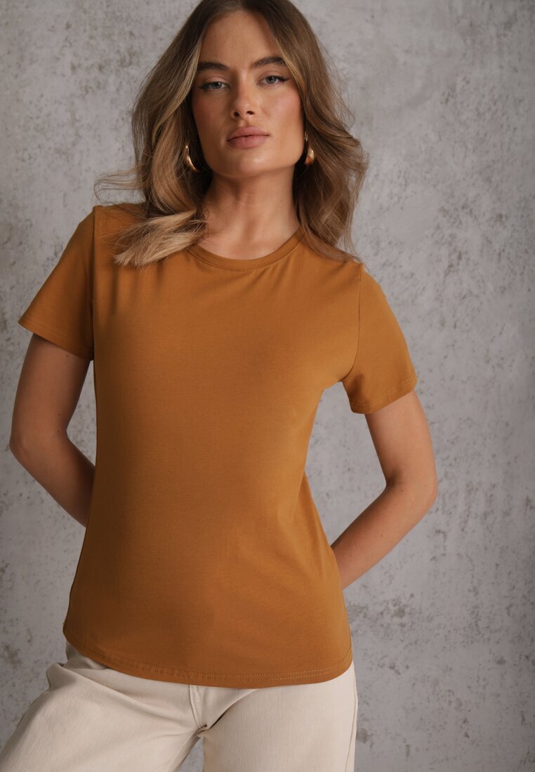 jstyle Tricou Maro din Bumbac cu Decolteu Rotund Nedima