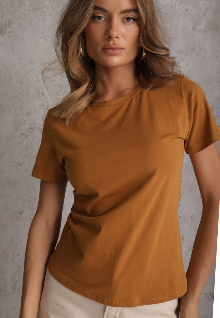 jstyle Tricou Maro din Bumbac cu Decolteu Rotund Nedima