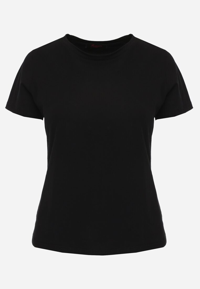 jstyle Tricou Negru din Bumbac cu Decolteu Rotund Nedima