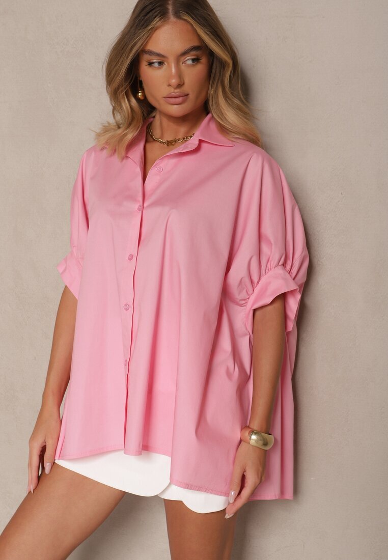 jumelle Cămașă Roz din Bumbac Oversize Zienessa