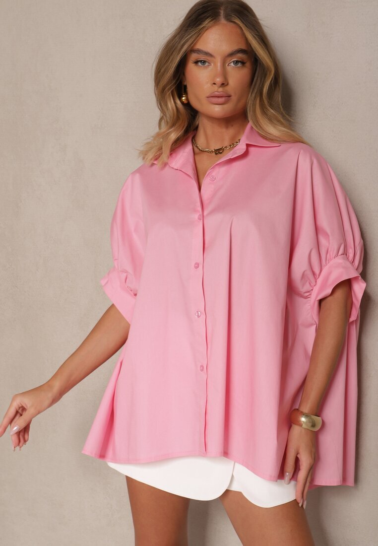 jumelle Cămașă Roz din Bumbac Oversize Zienessa