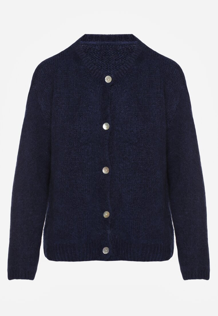 jumelle Cardigan bleumarin cu croială casual cu lână și mohair Lilothel