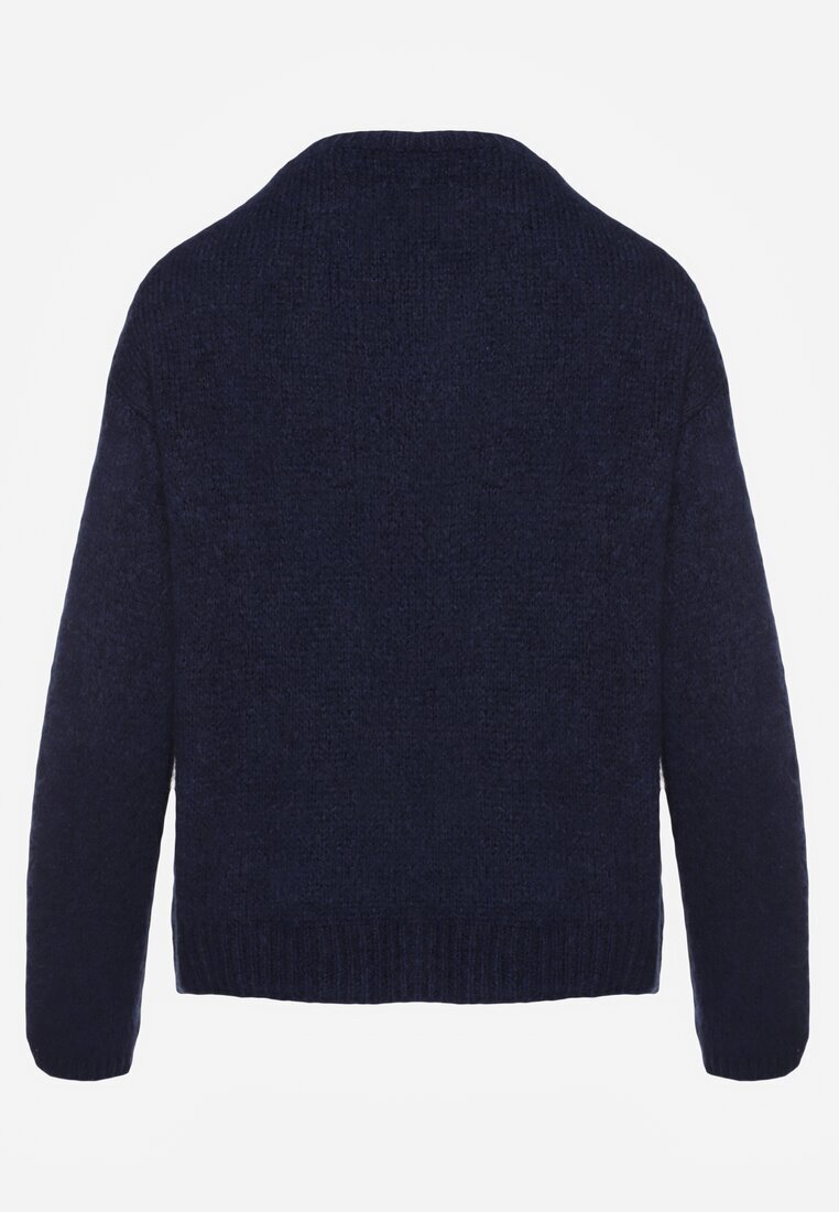 jumelle Cardigan bleumarin cu croială casual cu lână și mohair Lilothel
