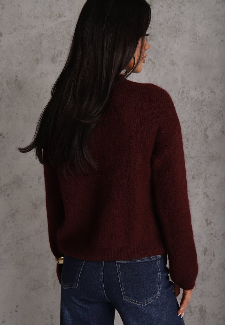 jumelle Cardigan Bordo cu o croială casual din Lână și Moher Lilothel