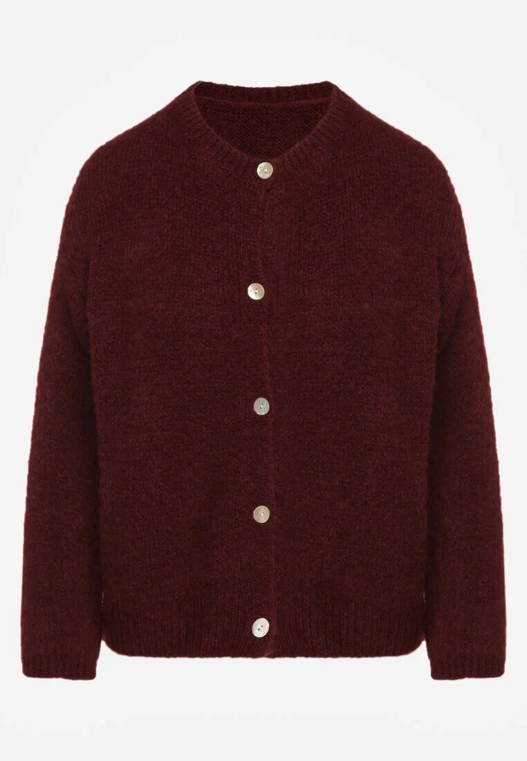jumelle Cardigan Bordo cu o croială casual din Lână și Moher Lilothel