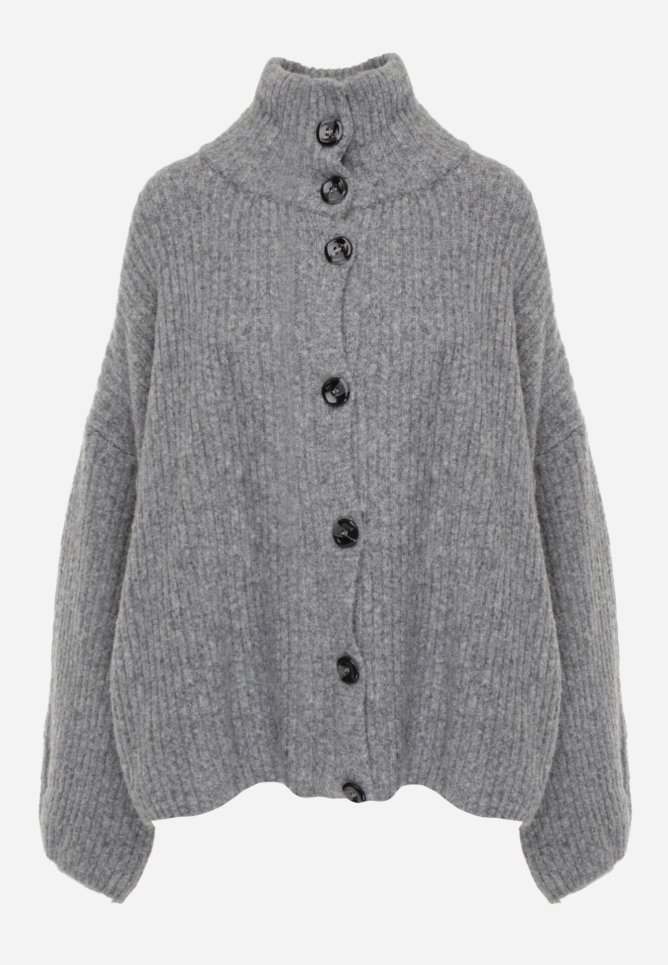 jumelle Cardigan din lână cu guler tip tunică Oversize Lornella Gri