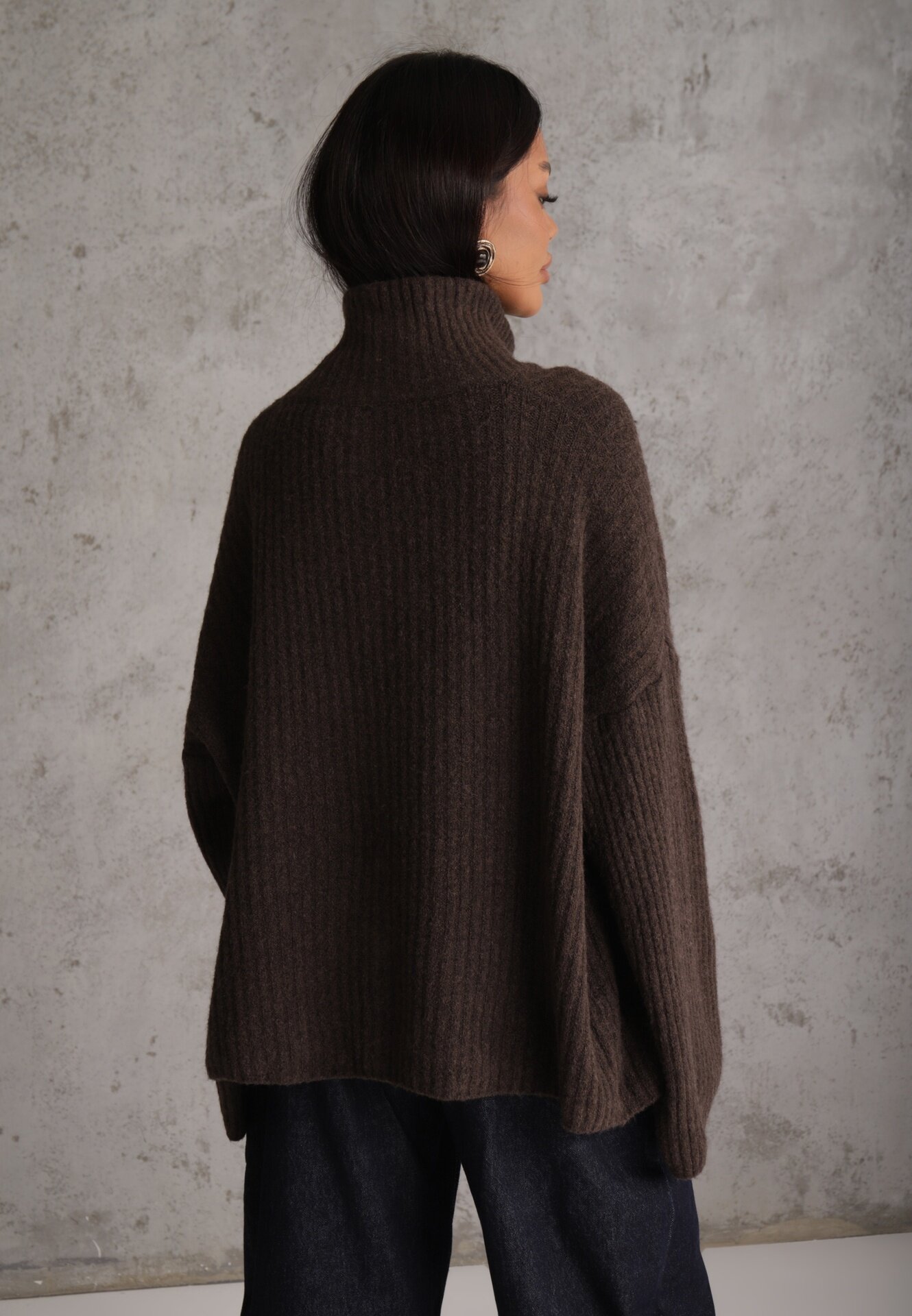 jumelle Cardigan din lână cu guler tip tunică Oversize Lornella Maro