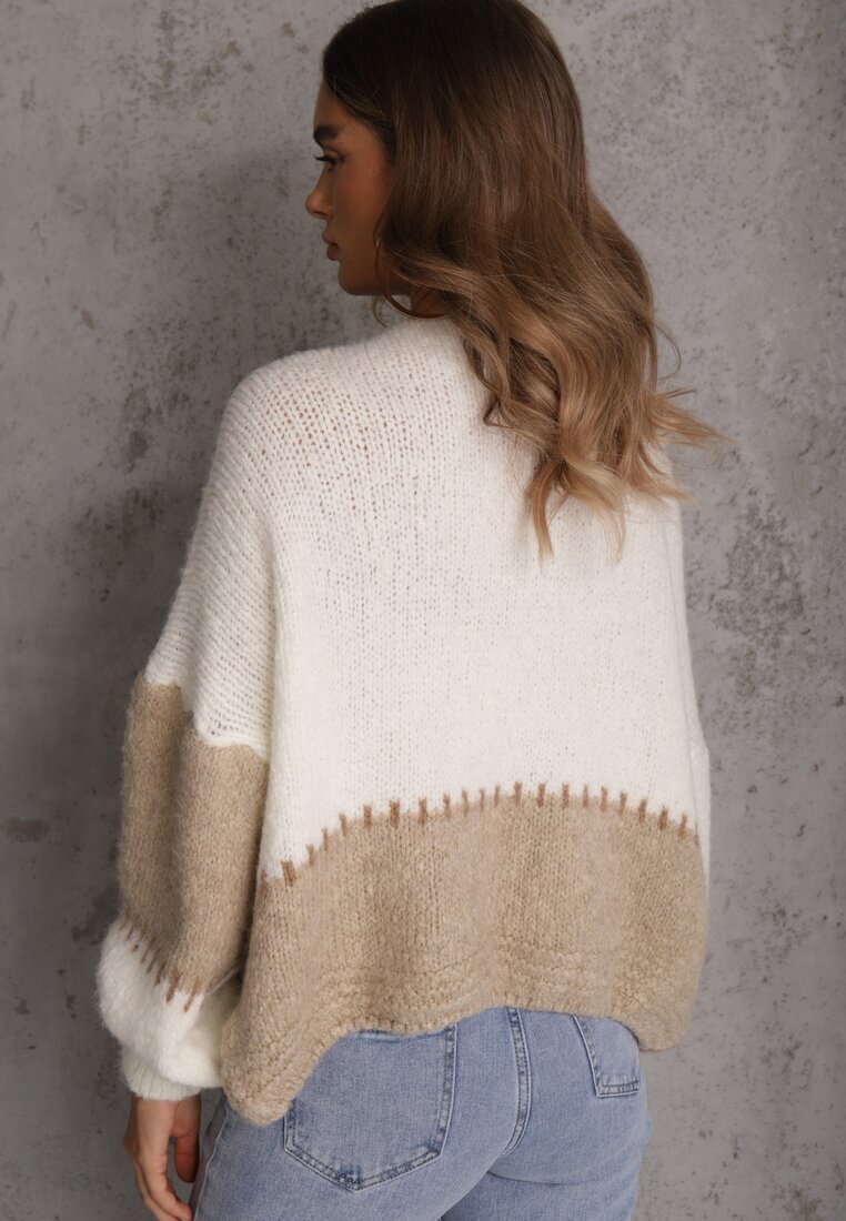 jumelle Cardigan Maro cu Amestec de Lână și Viscoză în Stil Patchwork Fesolinne