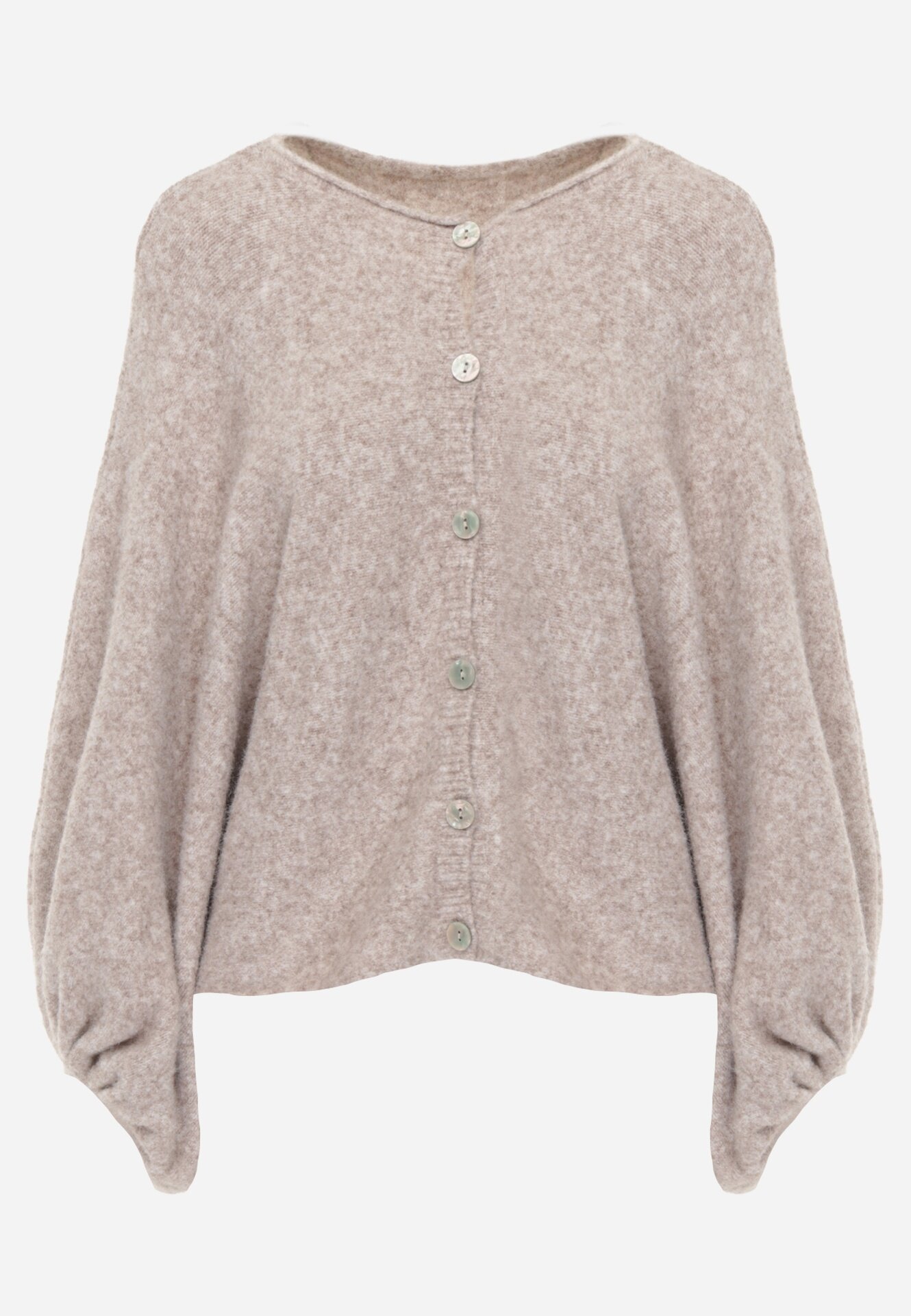 jumelle Cardigan oversize cu adaos de lână și mâneci batwing Nelias Bej