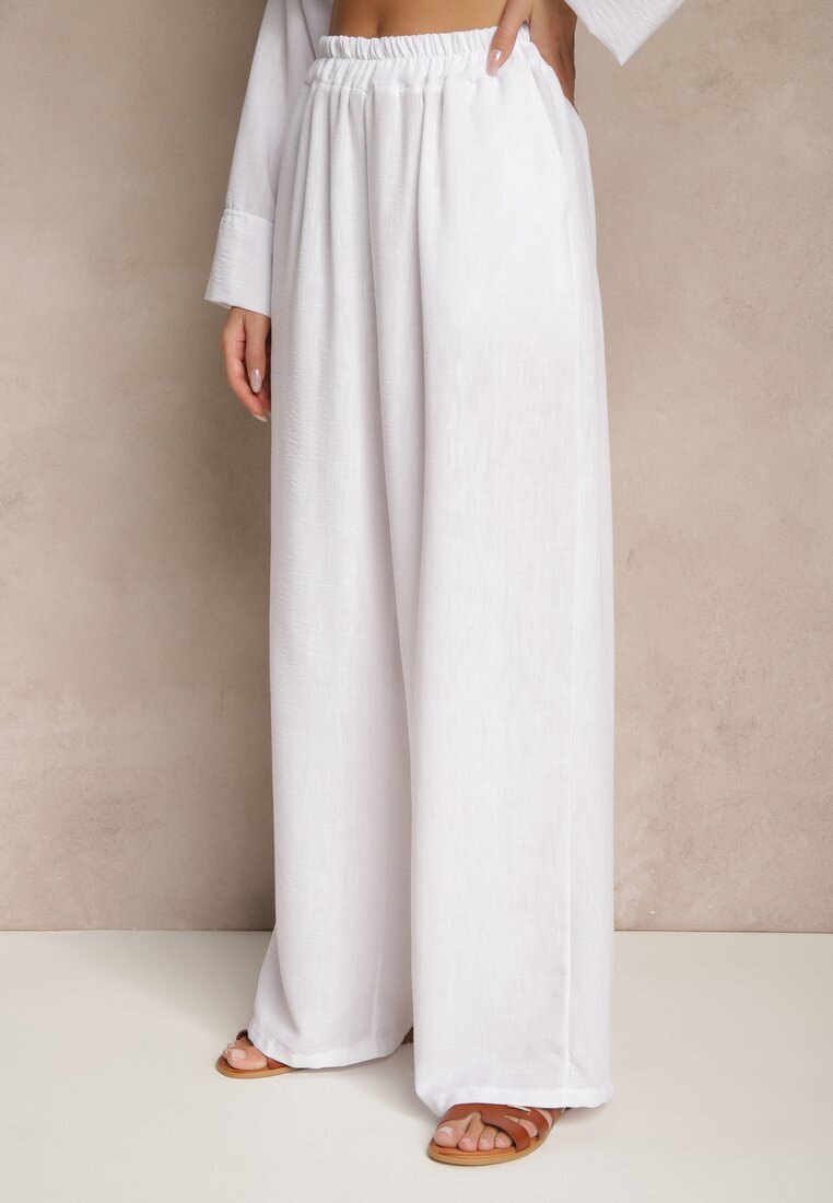 jumelle Compleu de costum Alb Sacou cu buzunare și Pantaloni largi Tasvanis