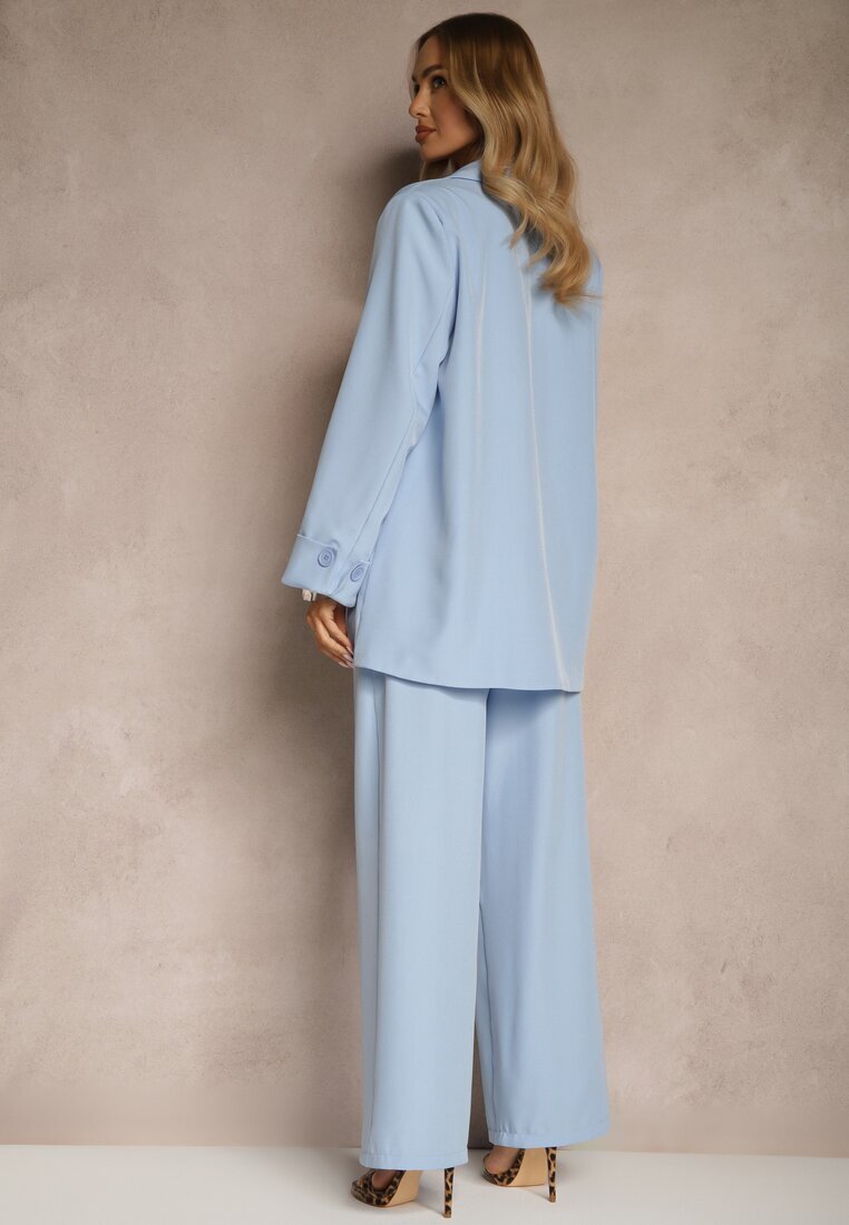 jumelle Compleu de costum albastru cu sacou legat și pantaloni drepți Tilinne