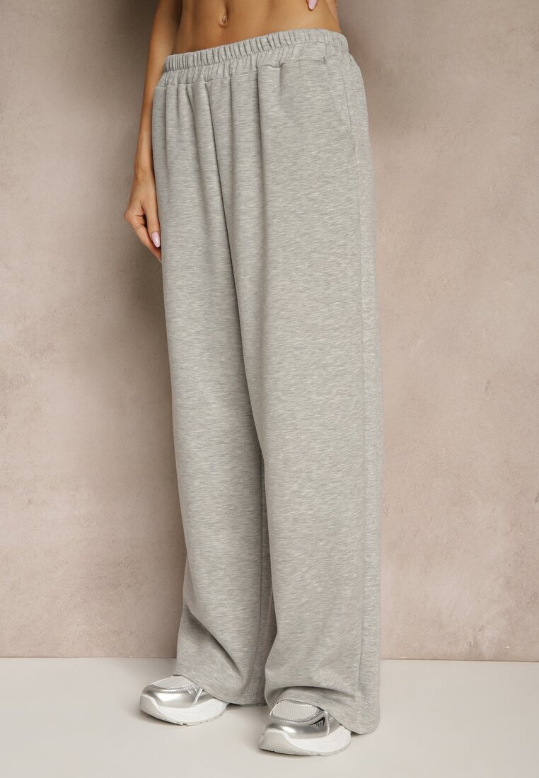 jumelle Compleu Gri din Viscoză Pantaloni Largi și Tricou cu Umeri Buretați Neidra
