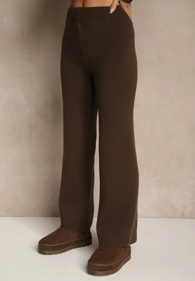 jumelle Compleu Tricotat Maro cu Viscoză Pantaloni și Cardigan Asimetric Uninassa