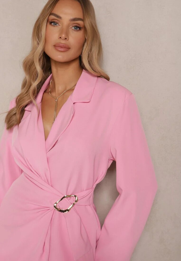 jumelle Costum Roz Pantaloni largi și Sacou petrecut Solbia