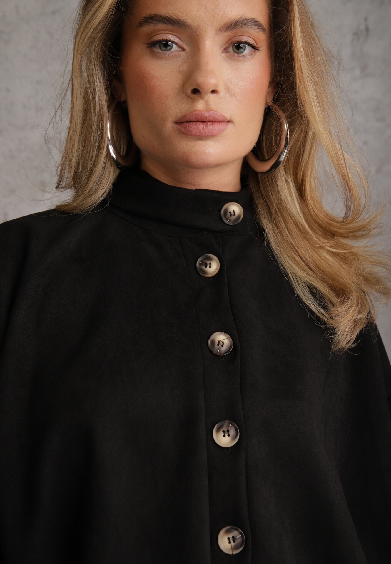 jumelle Geacă de tranziție în stil preppy fason geci bomber cu nasturi Zirafena Neagră