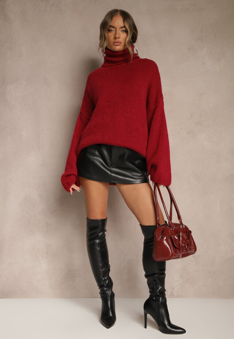 jumelle Maletă Bordo oversize cu lână și mohair Temirali