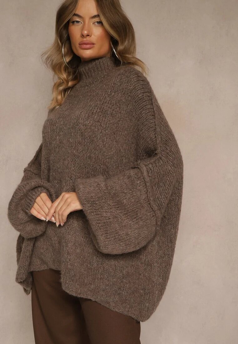 jumelle Maletă Maro deschis Oversize din Lână cu Umeri Căzuți Lilirea