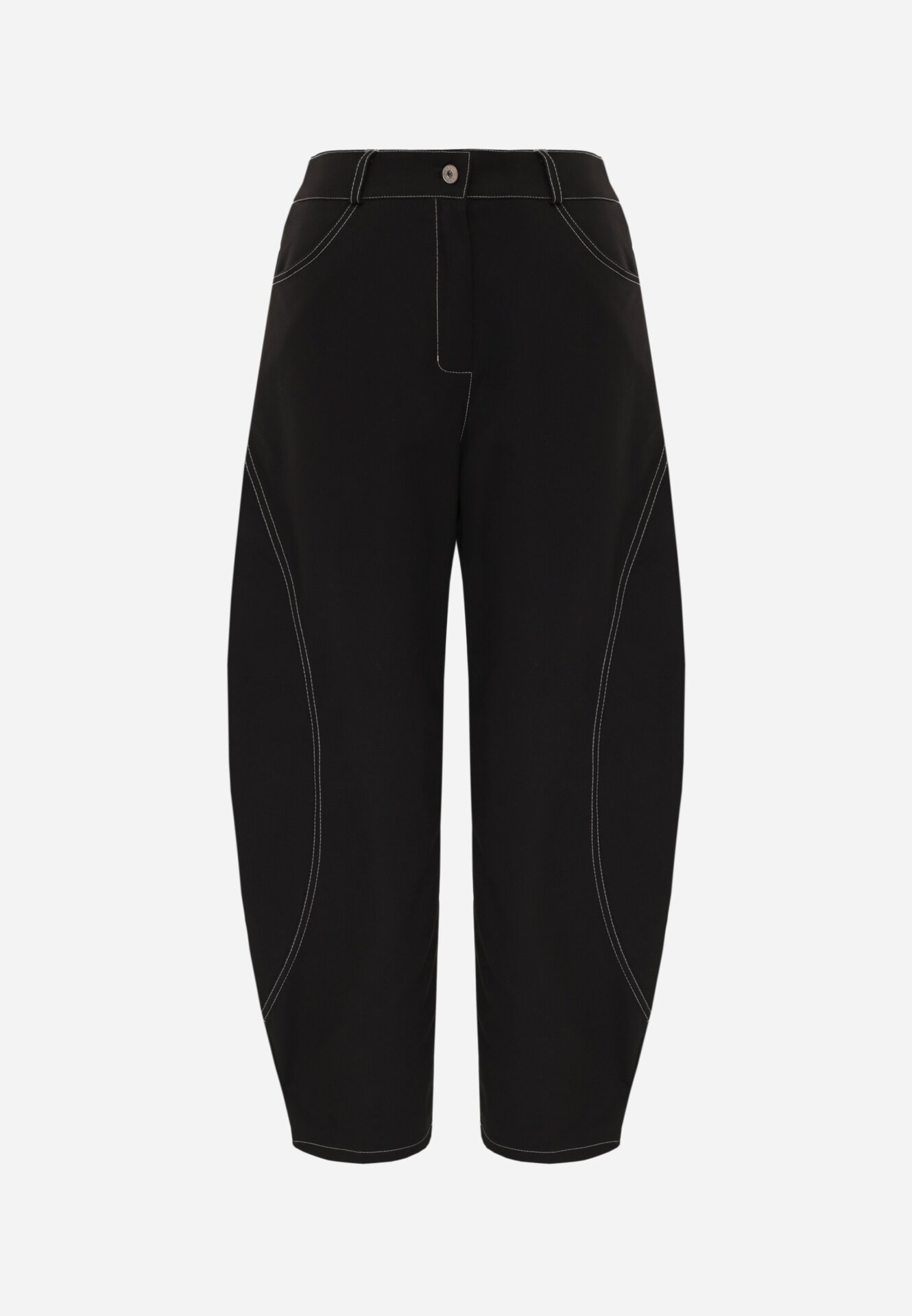 jumelle Pantaloni Casual Balloon cu cusături cu ață contrastantă Sariaho Negri