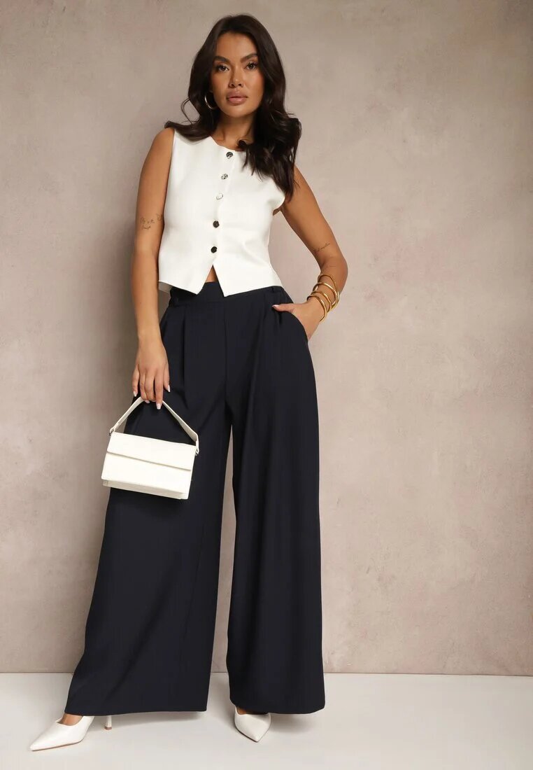 jumelle Pantaloni Palazzo eleganți bleumarin cu picioare largi Adivisa