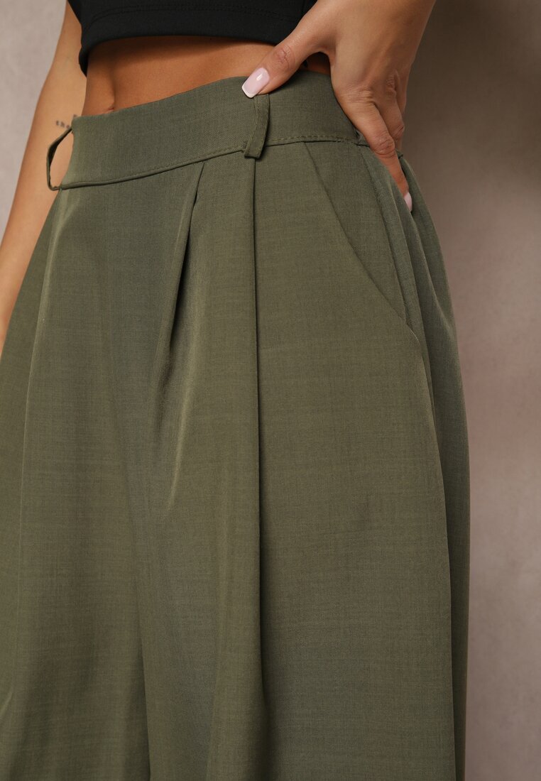 jumelle Pantaloni Verde închis Eleganti Palazzo cu picioare largi Adivisa