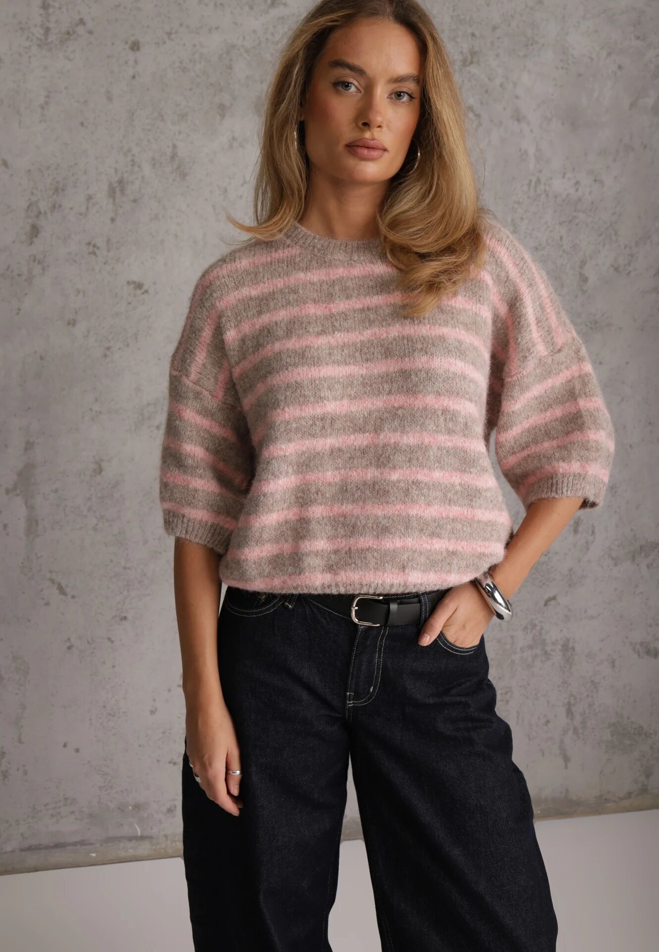 jumelle Pulover Maro cu Lână Decorat cu Dungi și Mâneci Bufante Rilesse