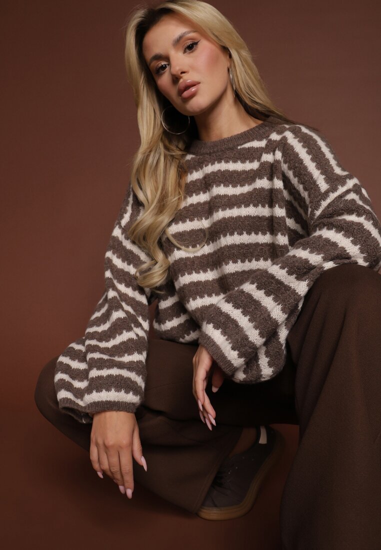 jumelle Pulover Maro Supradimensionat cu dungi din tricot cu lână și viscoză Aventole