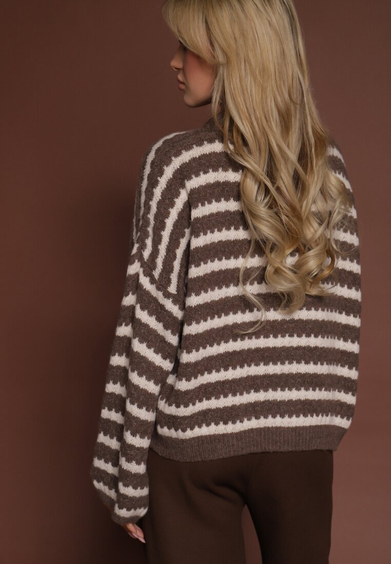 jumelle Pulover Maro Supradimensionat cu dungi din tricot cu lână și viscoză Aventole