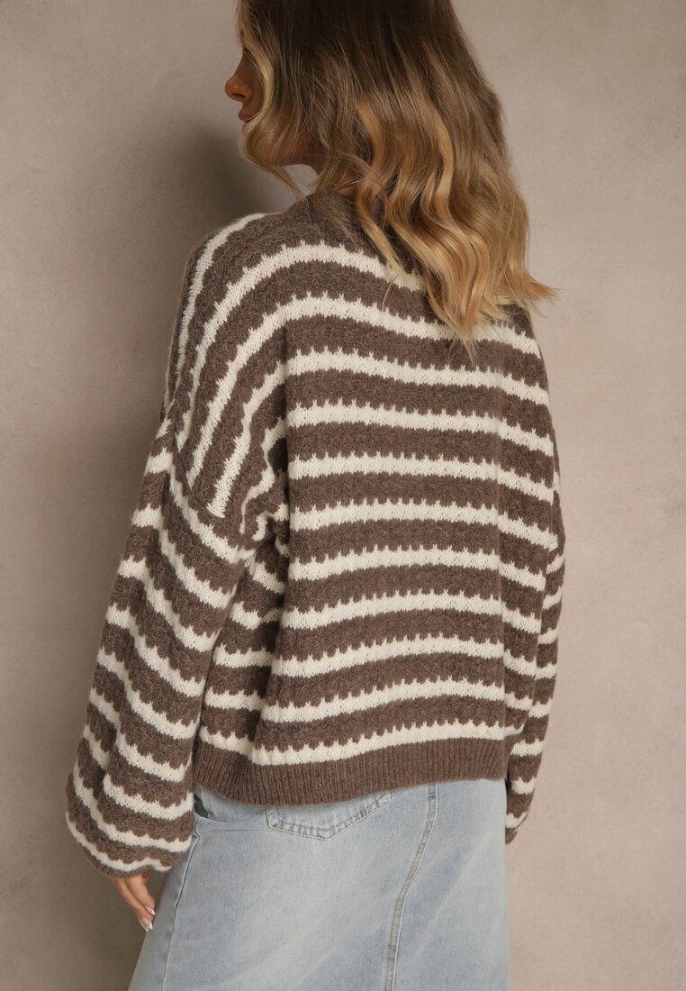 jumelle Pulover Maro Supradimensionat cu dungi din tricot cu lână și viscoză Aventole