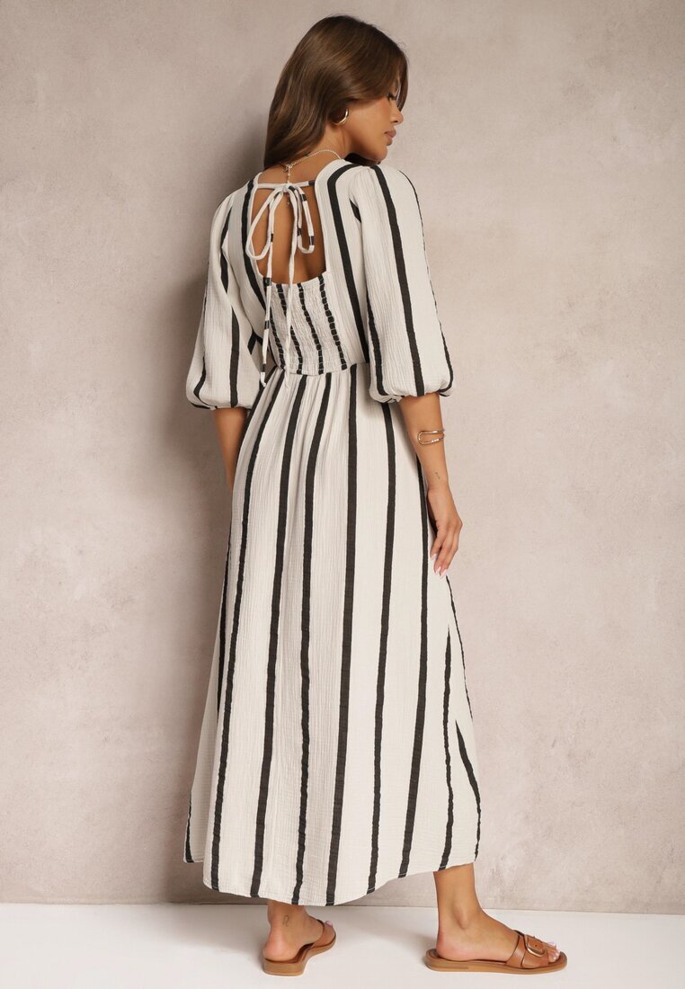 jumelle Rochie Alb-Negru Din bumbac Cu dungi Croi evazat Legelia