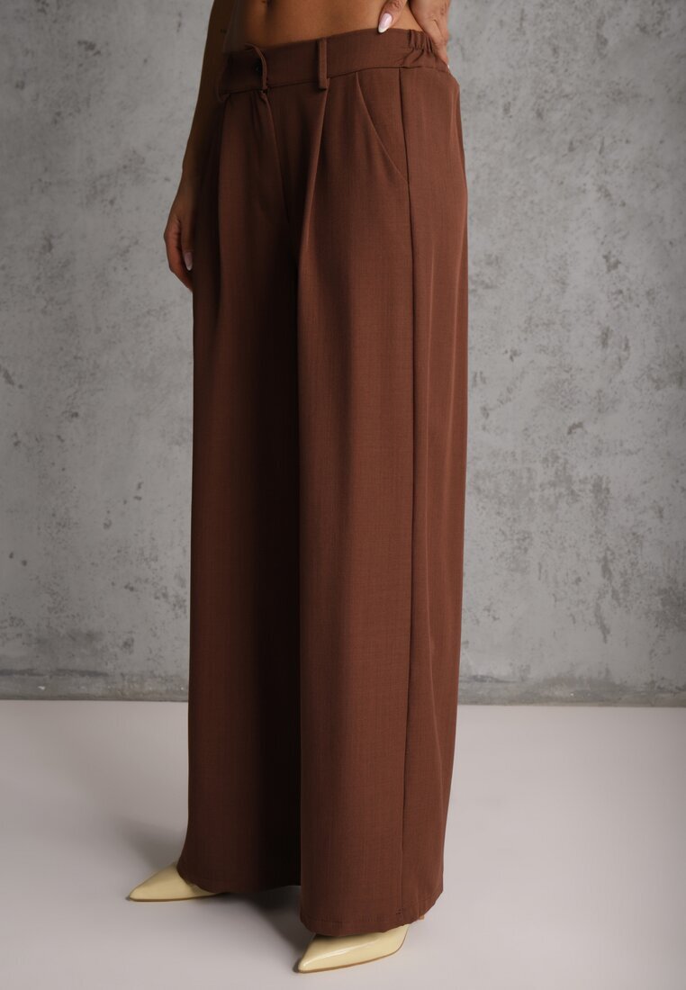 jumelle Set Costum Maro Oversize Sacou la două rânduri de nasturi și Pantaloni Wide Leg Tevilna