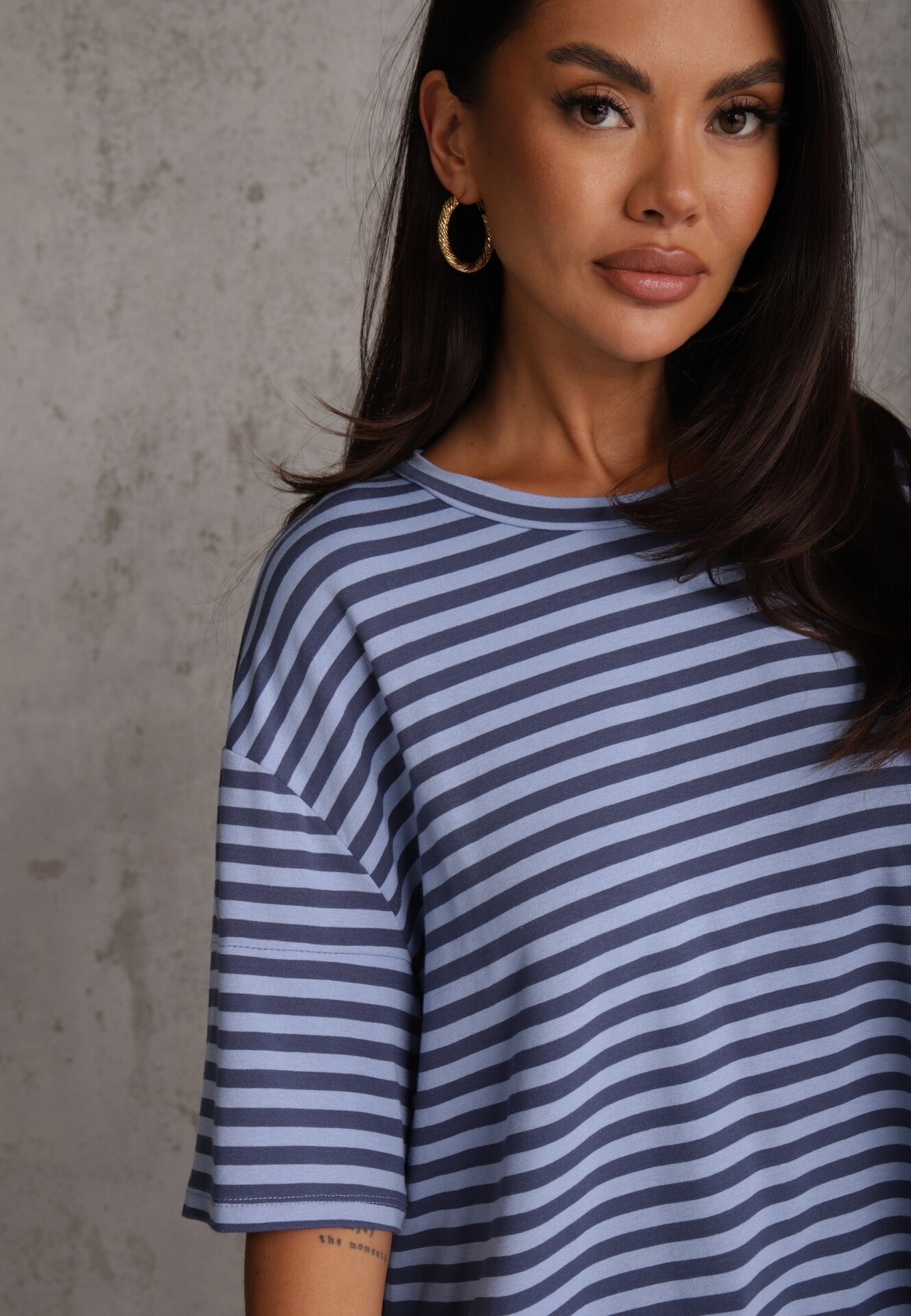 jumelle Set din viscoză oversize pentru vară: T-shirt și pantaloni scurți Omiche Albastru