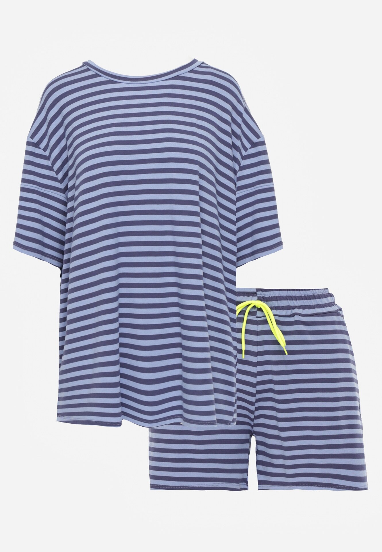 jumelle Set din viscoză oversize pentru vară: T-shirt și pantaloni scurți Omiche Albastru