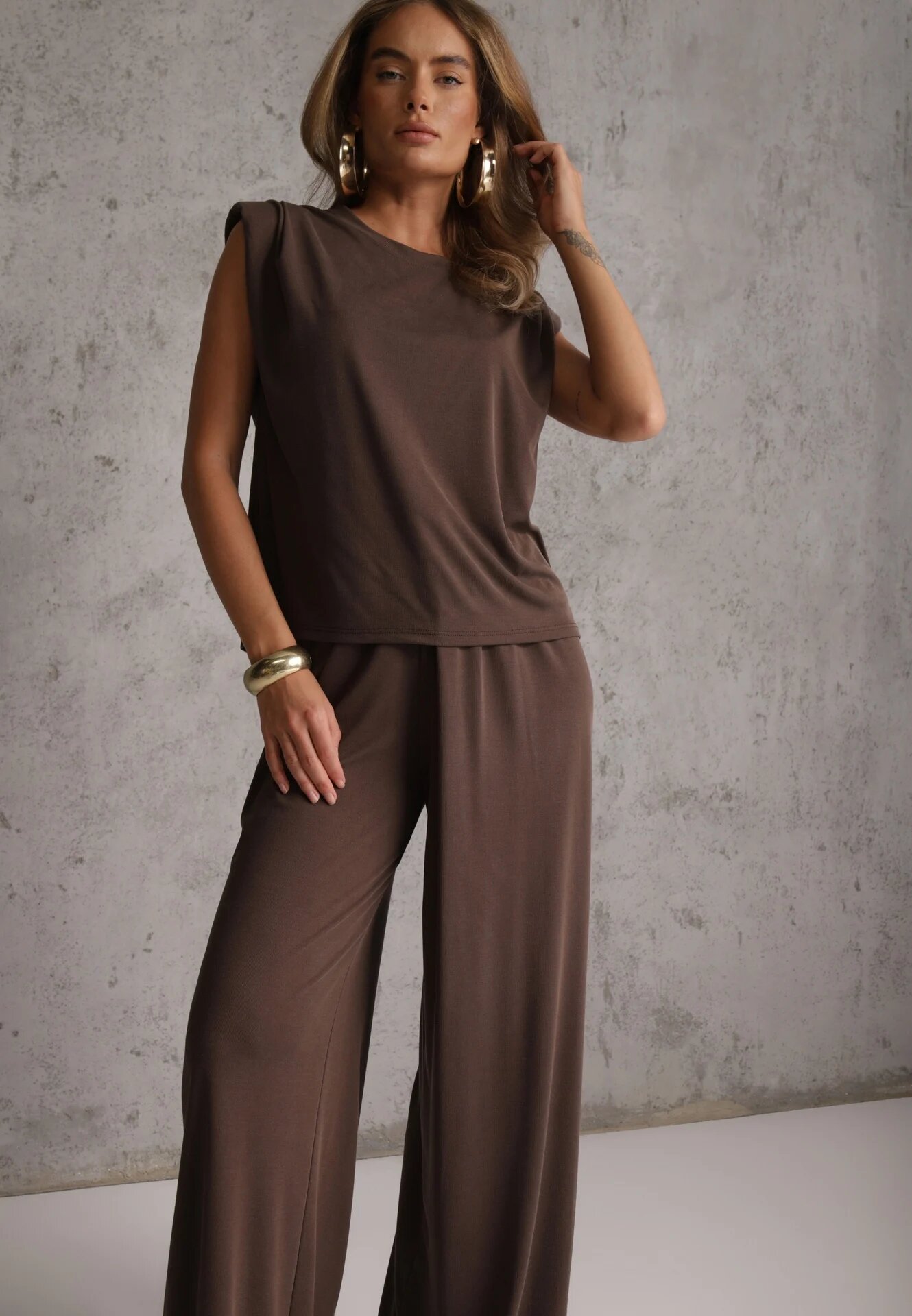 jumelle Set fluid de vară cu vâscoză bluză și pantaloni wide leg Nanassa Maro