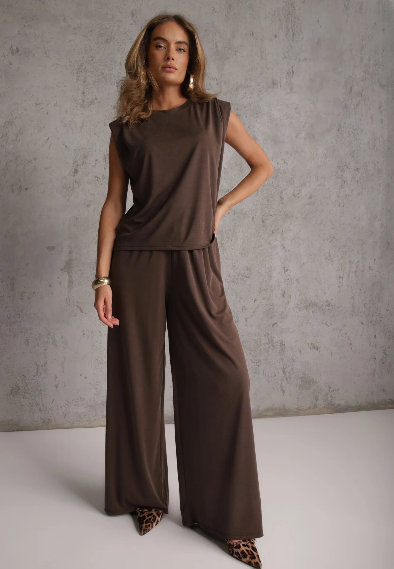 jumelle Set fluid de vară cu vâscoză bluză și pantaloni wide leg Nanassa Maro