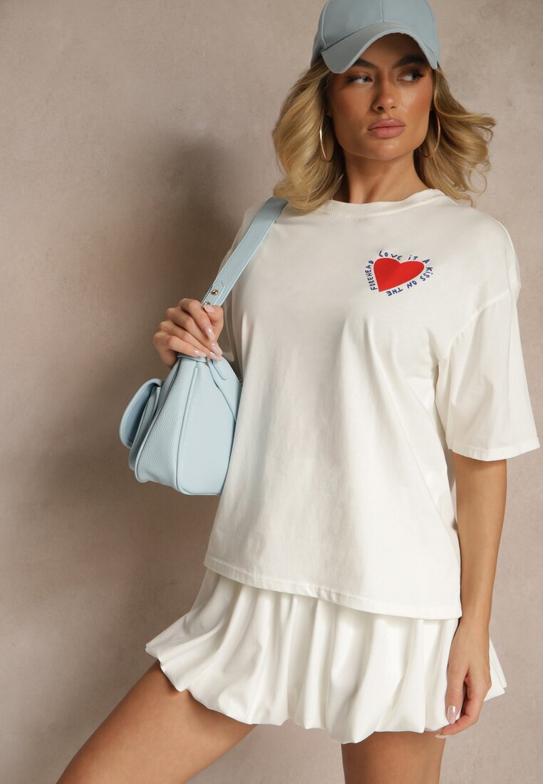 jumelle T-shirt Bej deschis din Bumbac Decorat cu o inimă Ranira