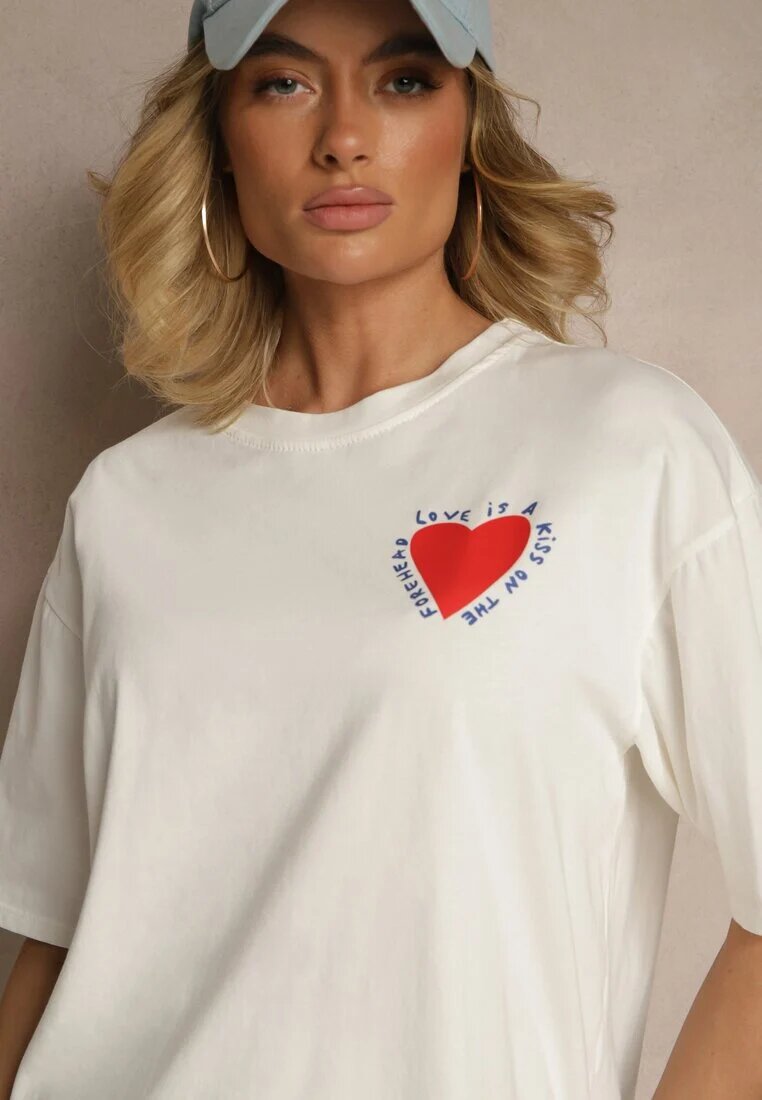 jumelle T-shirt Bej deschis din Bumbac Decorat cu o inimă Ranira